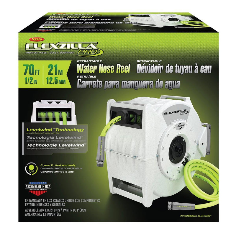 Flexzilla Retractable Water Hose Reel w/ Levelwind Technology 1/2" x 70' L8340FZ