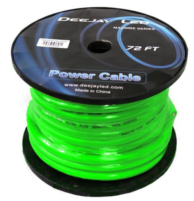 Deejay LED 2 Gauge 72' Copper Power Cable for Car Audio Amplifiers - Green