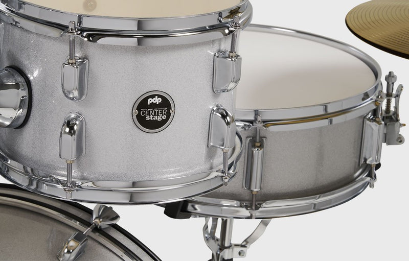 PDP Center Stage 5-Piece Full Drum Kit - 10/12/12/22/14 - Diamond White Sparkle