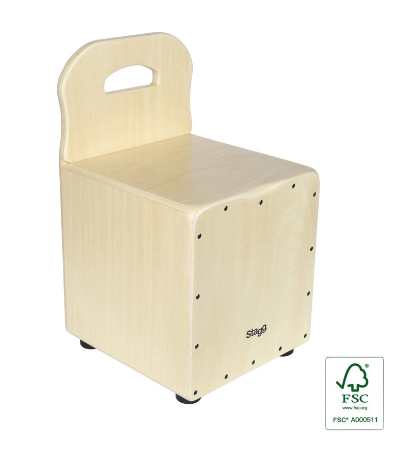 Stagg Kid's Cajón with EasyGo Backrest - Natural - CAJ-KID-N