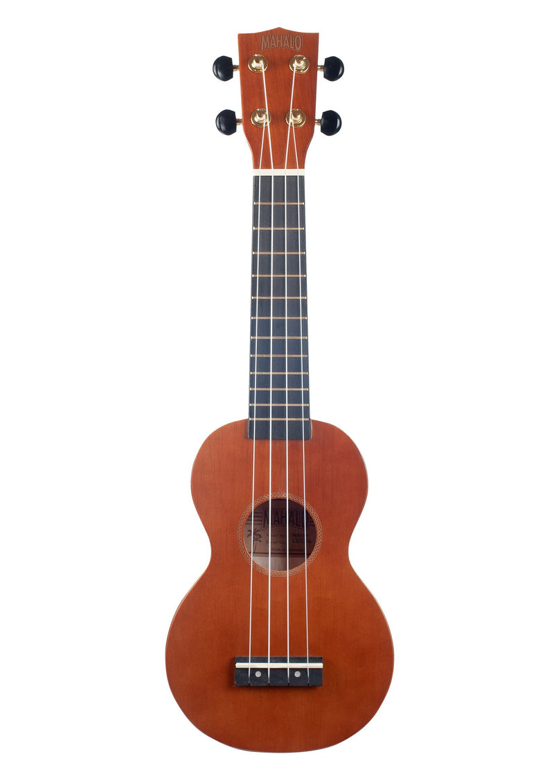 Mahalo MR1-TBR-PK Rainbow Soprano Ukulele Package - Trans Brown