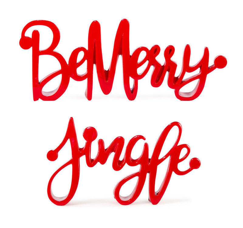 Merry and Jigle Cut Out Sentiment Sign (Set of 4)