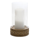 Wicker Design Candle Holder with Glass Hurricane (Set of 2)