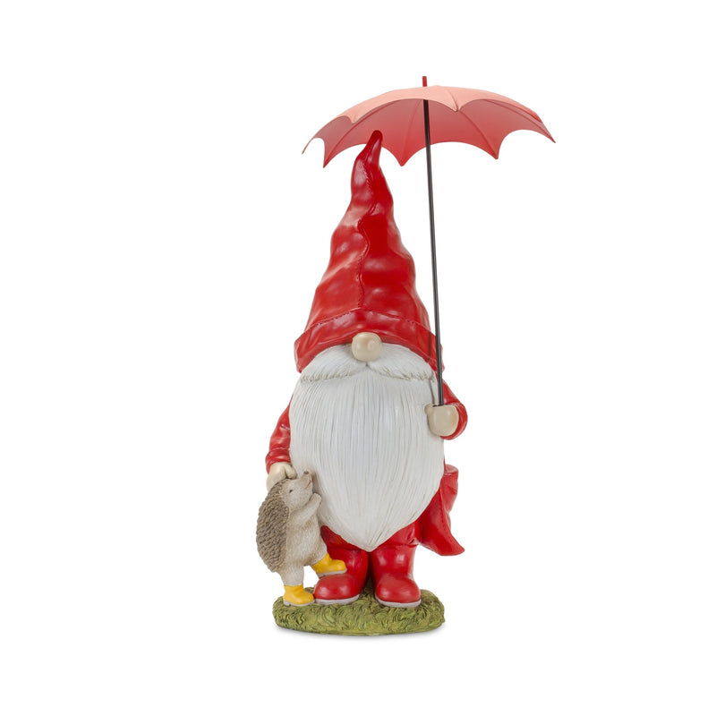 Garden Gnome with Umbrella and Woodland Animals (Set of 2)