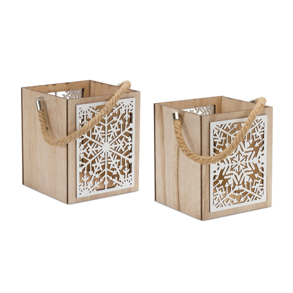 Wooden Snowflake Lantern (Set of 4)