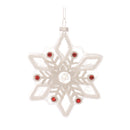 White Glass Snowflake Ornament with Red Bead Accent (Set of 12)