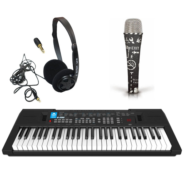 Portable 54 Full Size Key Electronic Keyboard Free Mic and Headphones