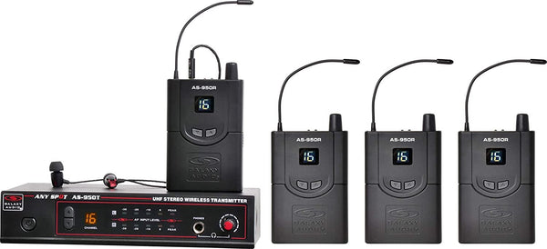 Galaxy Audio 4-Pack 16 CH Stereo Wireless In-Ear Monitor System - AS9504P2