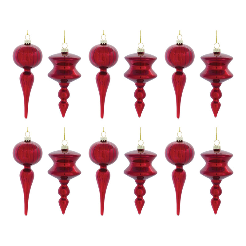 Glass Finial Drop Ornament (Set of 12)