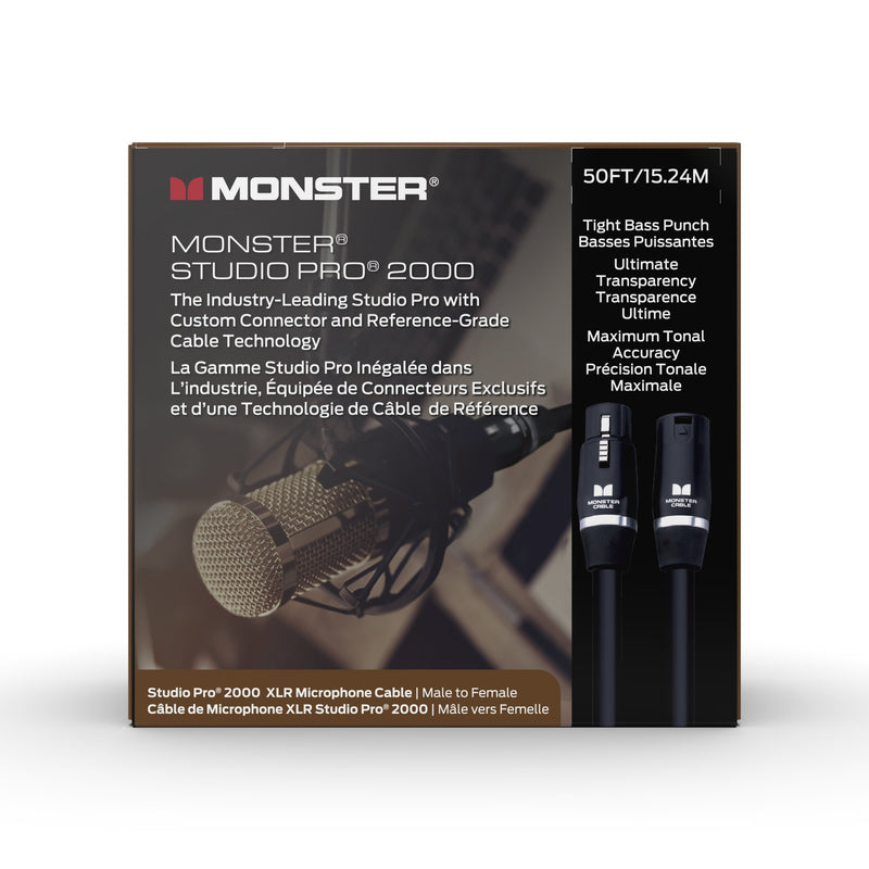 Monster Studio Pro 2000 50’ Microphone XLR Male - Female Cable - SP2000-M-50WW-U