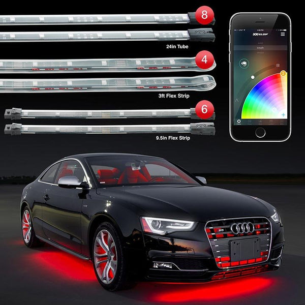 XKGlow Pro LED Interior/Underglow/Wheel Accent Kit Bluetooth Control KS-CAR-PRO