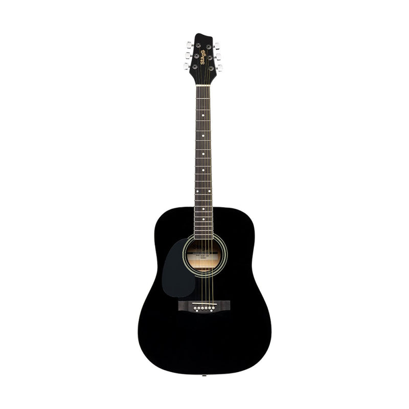 Stagg Left-Handed Dreadnought Acoustic Guitar - Black - SA20D LH-BK