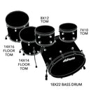 ddrum Dios 5 Piece Shell Pack - 10/12/14/16/22 - Satin Gold - DS MP 522 SG