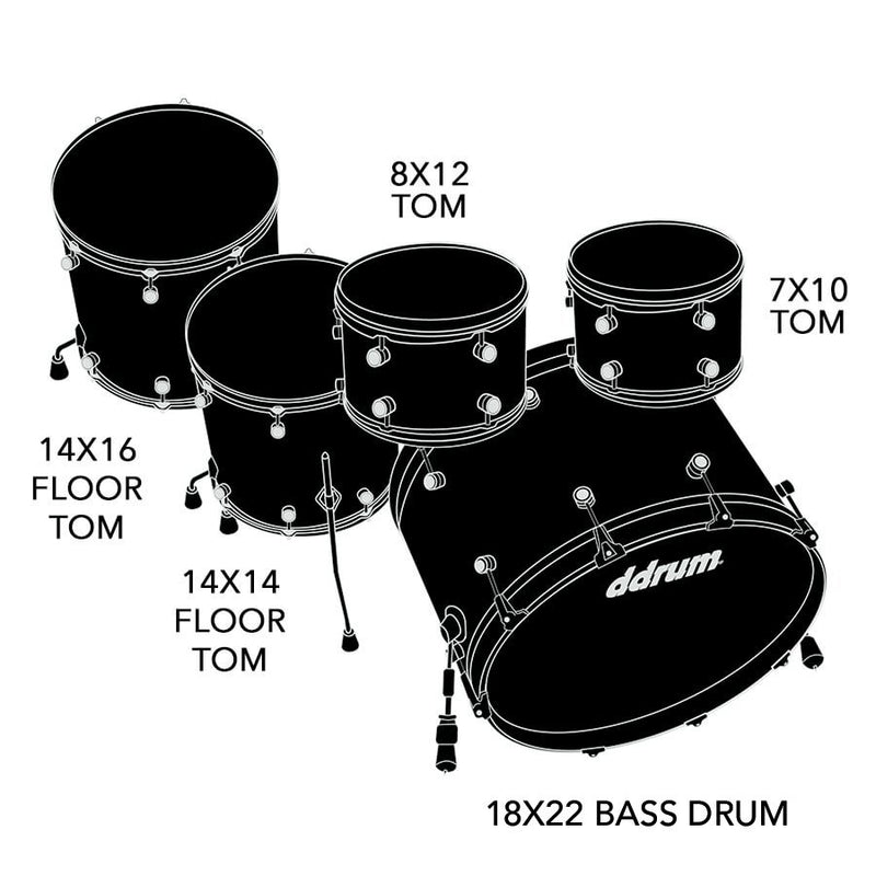 ddrum Dios 5 Piece Shell Pack - 10/12/14/16/22 - Satin Gold - DS MP 522 SG