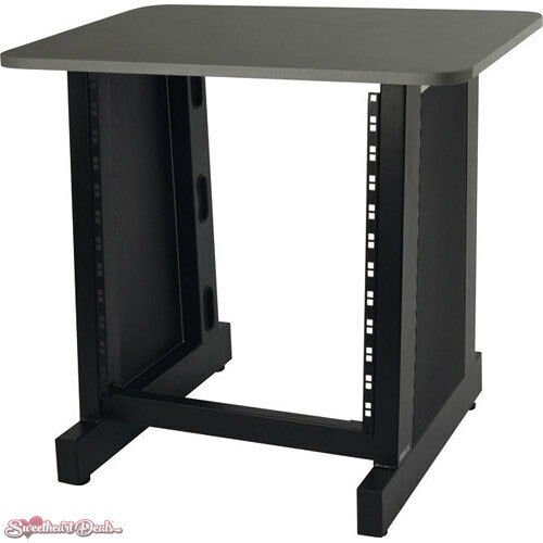 Quik Lok Z-612BK 12-U Rack Stand with Wood Top (Black)