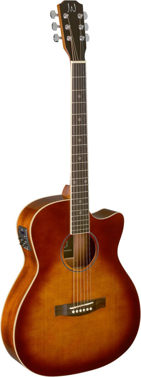 JN Guitars Thin Body Acoustic-Electric Auditorium Guitar - Cherryburst - BES-ACE