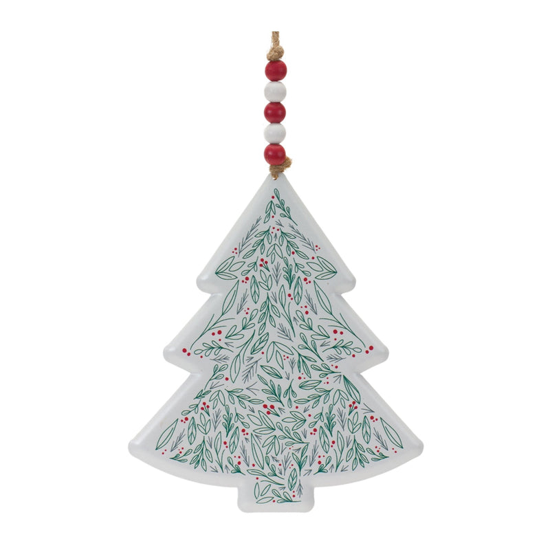 Metal Tree Ornament with Beaded Hanger (Set of 12)