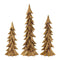 Carved Stone Pine Tree Décor with Gold Finish (Set of 3)