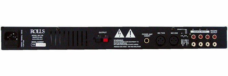 Rolls MA1705 70 Watt Single Rack 70 Volt Mixer Amplifier