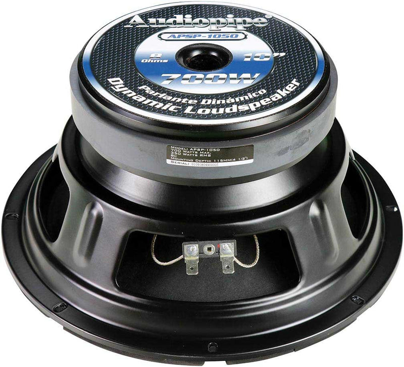 Audiopipe 10" Low Mid Frequency Speaker 700W Max Each APSP-1050