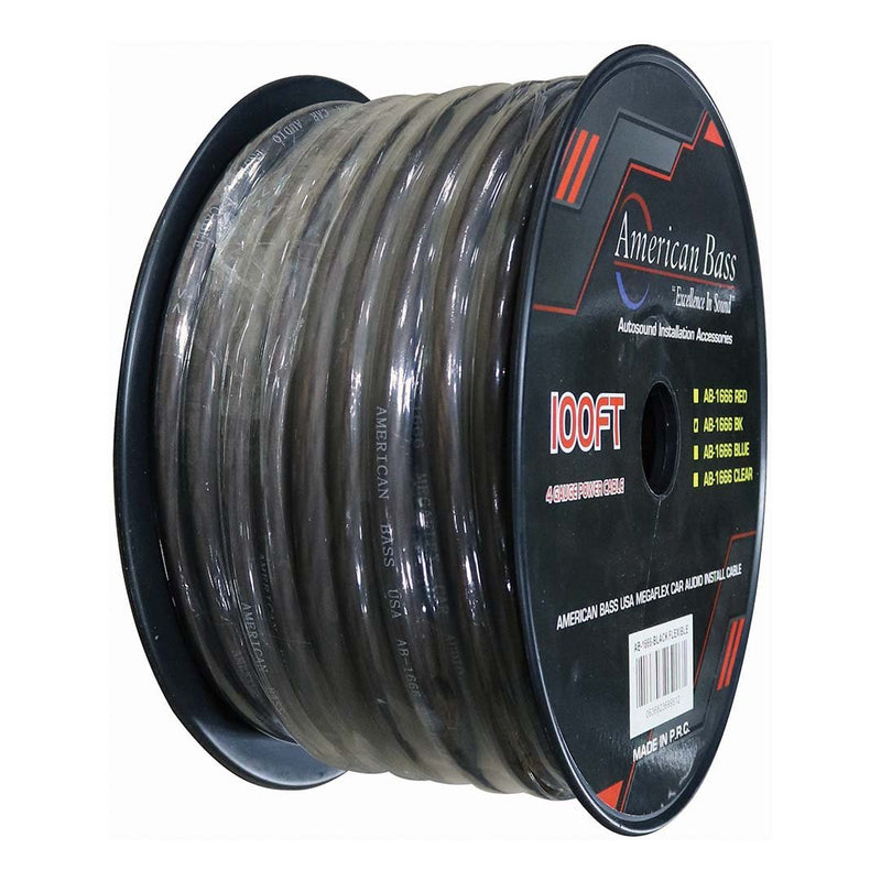 WIRE AMERICAN BASS 4 GA SMOKE COLOR 100 FT ROLL - AB1666BK *P4GB* AB1666BK