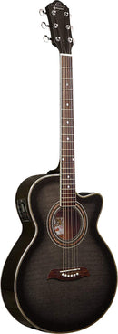 Oscar Schmidt Concert Cutaway Acoustic Electric Guitar - Trans Black - OG10CEFTB