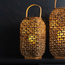 Woven Wicker Lantern with Glass Insert 16"H