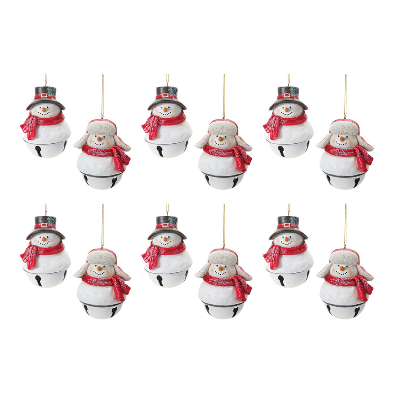 Snowman Sleigh Bell Ornament (Set of 12)