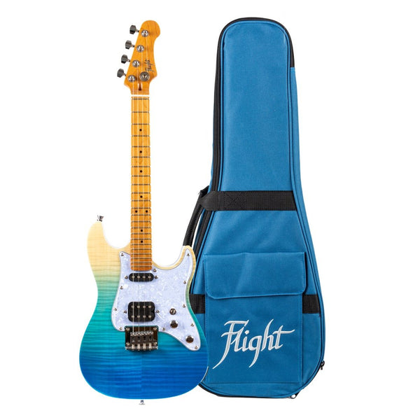 Flight Rock Series Pathfinder Electric Solid-Body Tenor Ukulele - Trans Blue