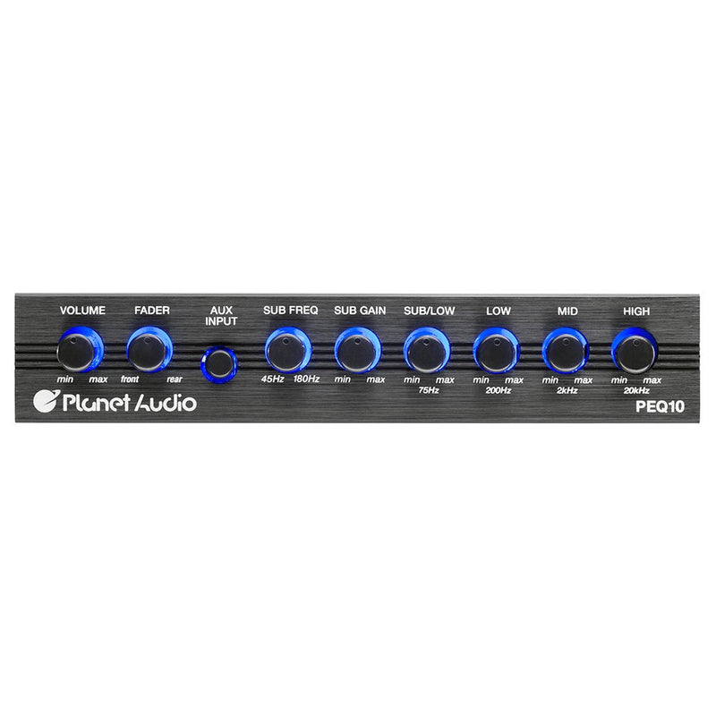 Planet Audio 4 Band Equalizer Aux input master volume control half DIN - PEQ10