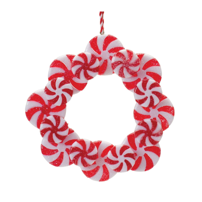 Peppermint Candle Wreath Ornament (Set of 24)