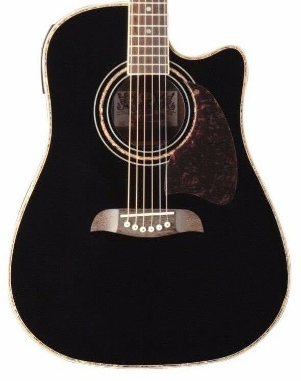 Oscar Schmidt OG2CE Dreadnought Acoustic Electric Guitar Black - OG2CEB