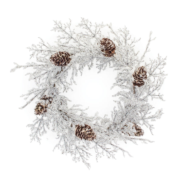 Iced Twig Pinecone Wreath 24"D