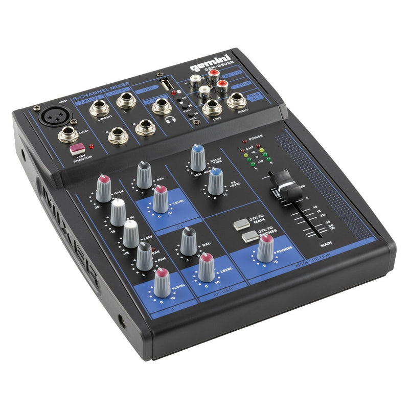 Gemini 5 Channels Compact Bluetooth Audio Mixer - GEM-05USB