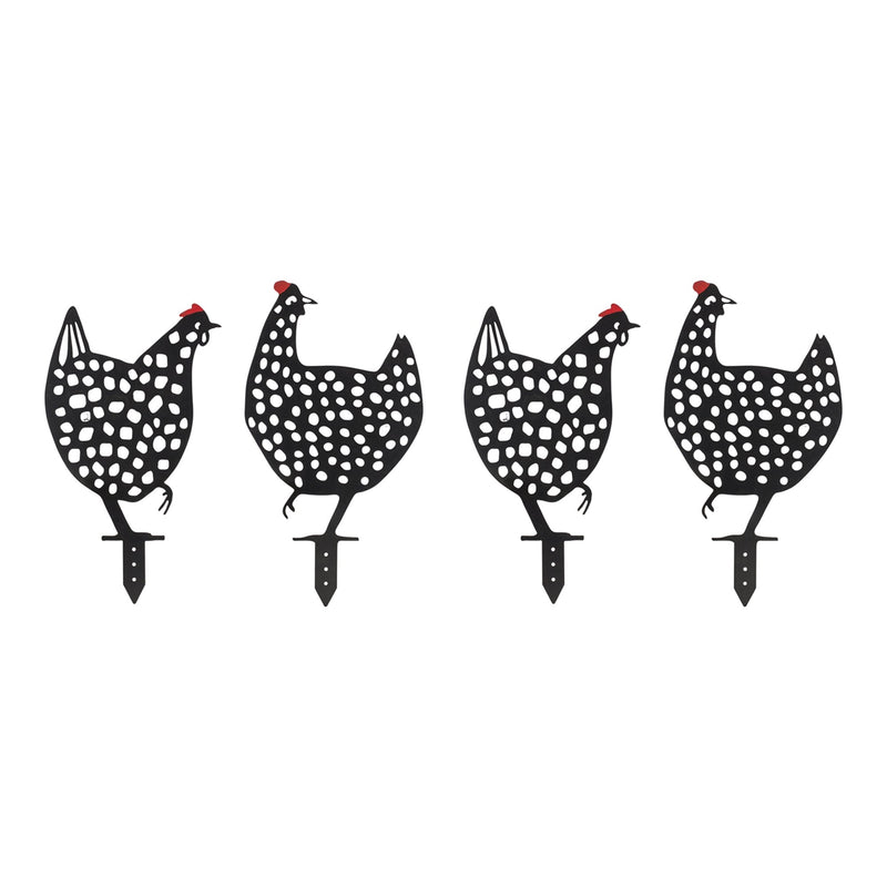 Punched Metal Chicken Garden Stake (Set of 4)