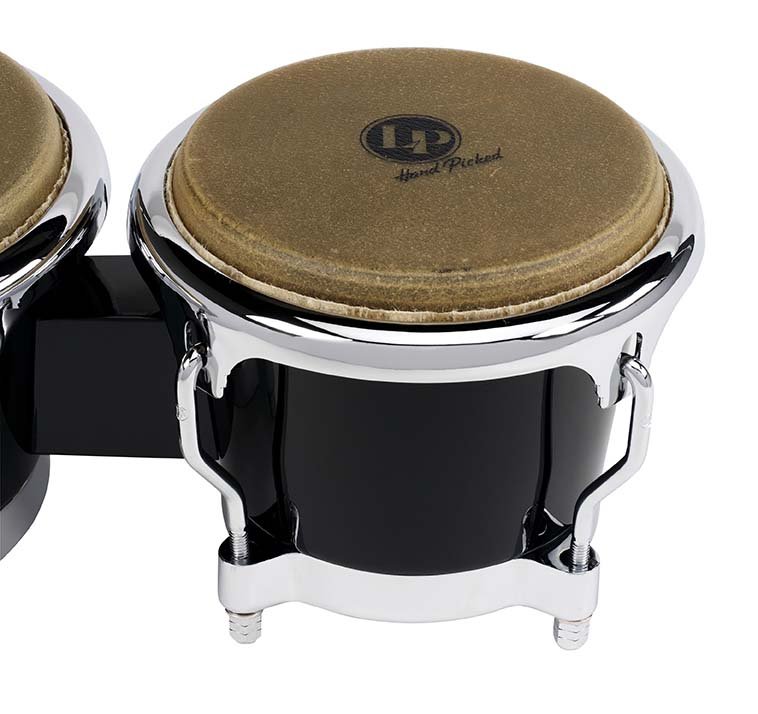 Latin Percussion LP200XF-BK 7 1/4" & 8 5/8" Fiberglass Bongos - Black w/ Chrome