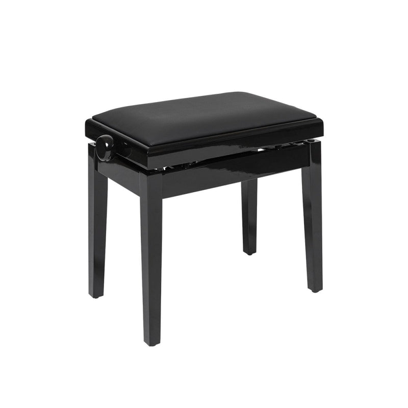 Stagg High Gloss Hydraulic Piano Bench Black w/ Black vinyl top PBH 390 BKP SBK