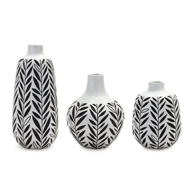 Leaf Print Vase (Set of 3)